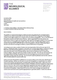 Letter to NICE Chief Executive