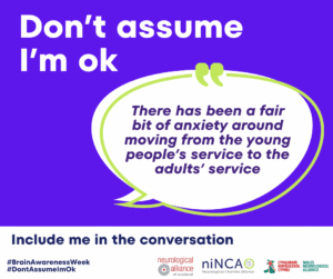 Social media posts from the don't assume I'm okay mental health campaign highlighting some quotes from Rebecca's story.